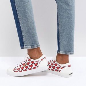 Love Moschino heart pixel canvas sneaker